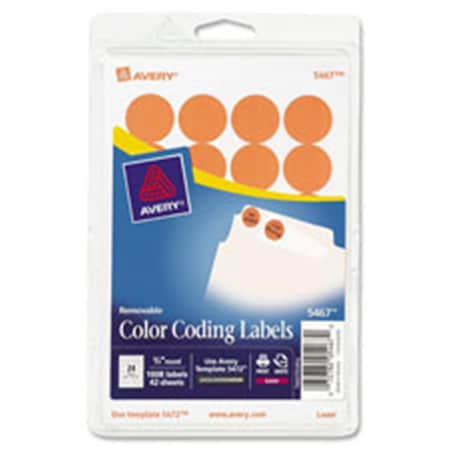 Workstationpro Removable Labels; .75 in. Round; 1008-PK; Orange Neon TH875280
